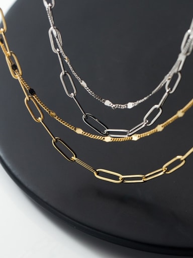 925 Sterling Silver Irregular Chain Minimalist Multi Strand Necklace