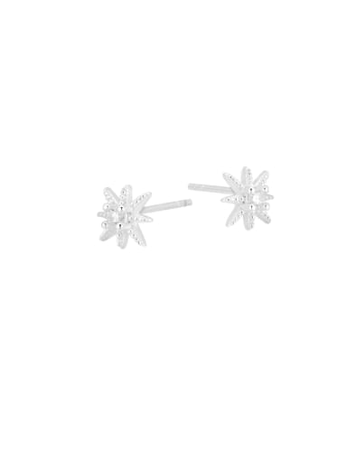 Silver Octagonal Star Earrings 925 Sterling Silver Cubic Zirconia Star Trend Stud Earring
