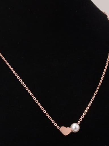 Titanium Imitation Pearl Round Minimalist Necklace