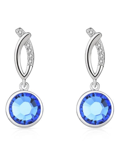 925 Sterling Silver Austrian Crystal Round Classic Drop Earring