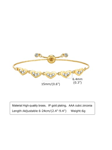 044 model Brass Cubic Zirconia Heart Hip Hop Link Bracelet