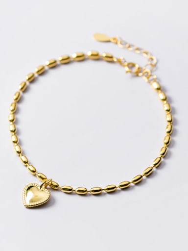 925 Sterling Silver Bead Heart Minimalist Beaded Bracelet
