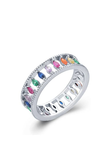925 Sterling Silver Cubic Zirconia Geometric Classic Band Ring
