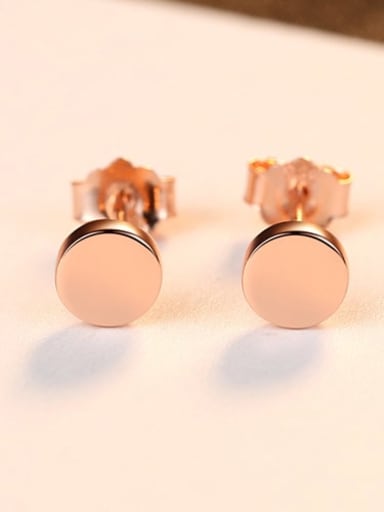 Rose gold 17e02 925 Sterling Silver Round Minimalist Stud Earring