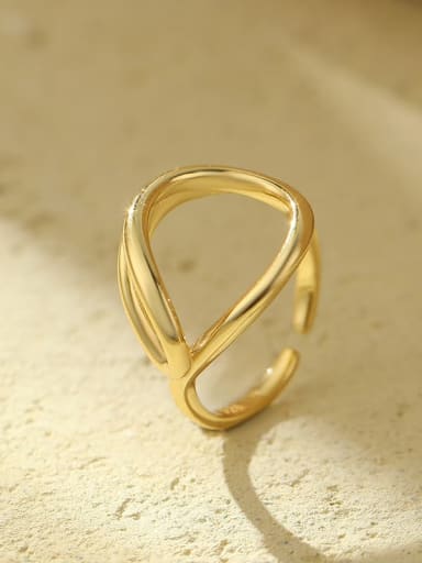 RS622 [Gold] 925 Sterling Silver Geometric Minimalist Band Ring