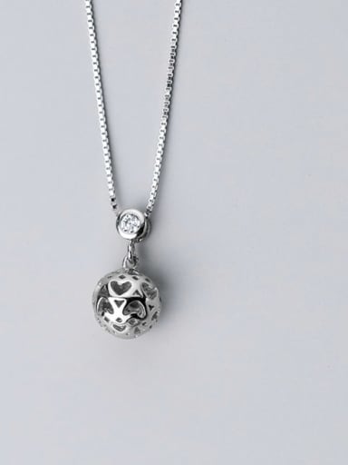925 sterling silver Heart hollow round ball pendant necklace