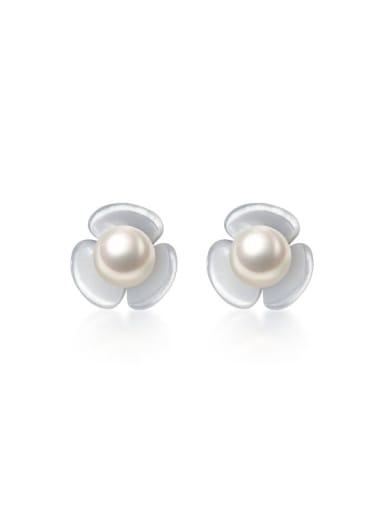 925 Sterling Silver Shell Flower Cute Earring