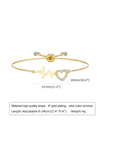 043 model Brass Cubic Zirconia Heart Hip Hop Link Bracelet