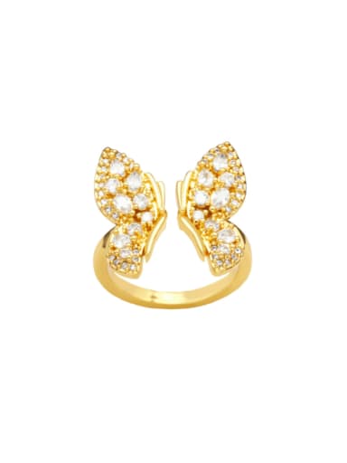 white Brass Cubic Zirconia Butterfly Vintage Band Ring
