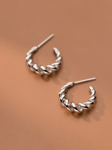 925 Sterling Silver Twist Irregular Minimalist Stud Earring