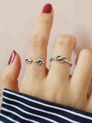 925 Sterling Silver Double Knot Vintage Free Size Band Ring