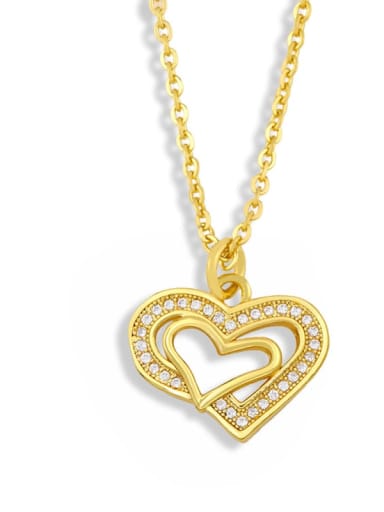 B Brass Cubic Zirconia Heart Minimalist Necklace
