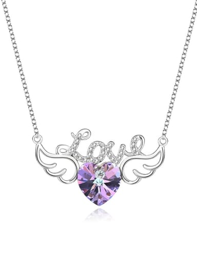 JYXZ 033 (gradient purple) 925 Sterling Silver Austrian Crystal Wing Classic Necklace