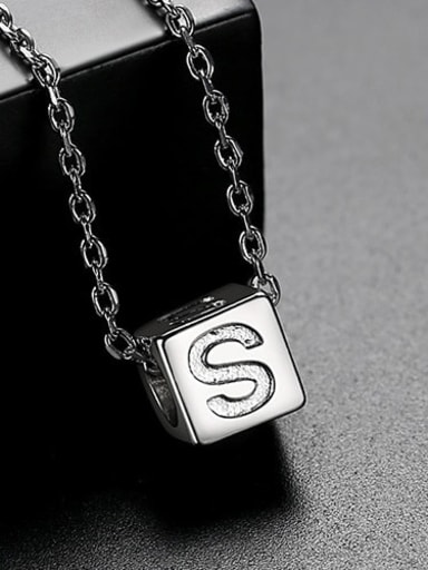 S T10A21 Copper Cubic Zirconia Minimalist Geometric  Letter Pendant  Necklace