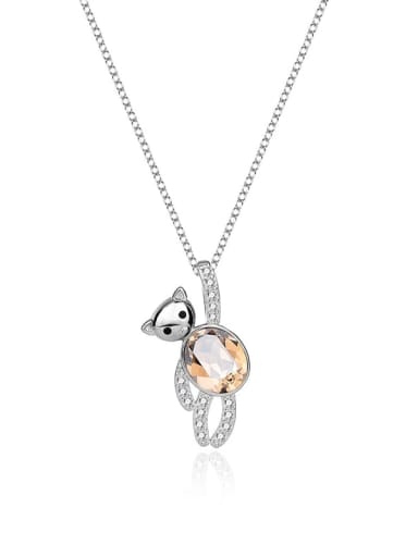 925 Sterling Silver Austrian Crystal Bear Classic Necklace
