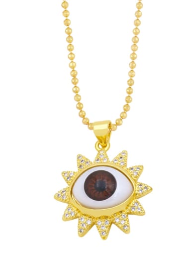 B (red) Brass Rhinestone Enamel Evil Eye Vintage Necklace