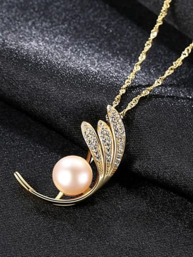 925 Sterling Silver Freshwater Pearl Leaf pendant Necklace