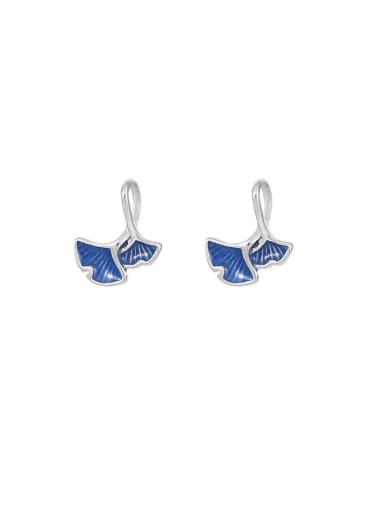 925 Sterling Silver Enamel Leaf Cute Stud Earring