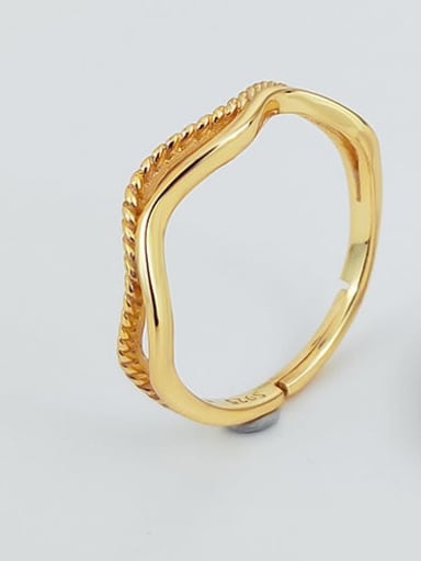 18K Gold 925 Sterling Silver Irregular Minimalist Band Ring