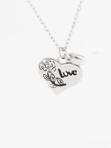 925 Sterling Silver Heart Vintage Pendant Necklace