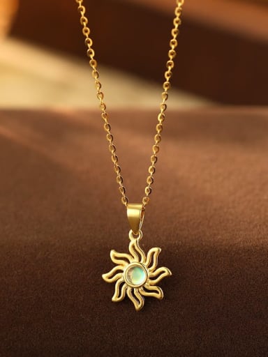 NS1165 [Gold] 925 Sterling Silver Opal Flower Dainty Necklace