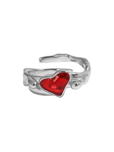 White gold [No. 14 adjustable] 925 Sterling Silver Shell Heart Minimalist Band Ring