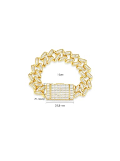 B24010604 18K 17 cm Brass Cubic Zirconia Geometric Hip Hop Link Bracelet