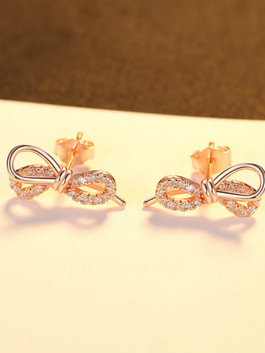 Rose gold 24h02 925 Sterling Silver Cubic Zirconia Butterfly Minimalist Stud Earring