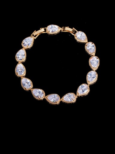 Gold white zirconium Brass Cubic Zirconia Water Drop Luxury Bracelet