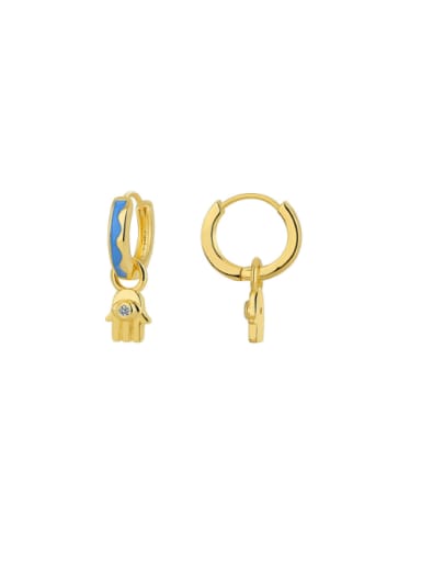 Brass Enamel Palm Minimalist Huggie Earring