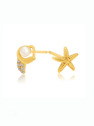 Alloy Cubic Zirconia Star Cute Asymmetrical Stud Earring