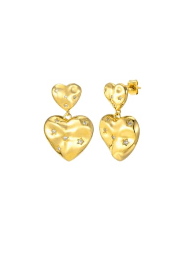 custom Brass Heart Minimalist Drop Earring