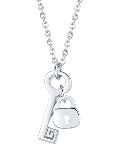 Platinum 925 Sterling Silver Key Minimalist pendant Necklace