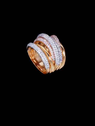 Brass Cubic Zirconia Geometric Luxury Stackable Ring