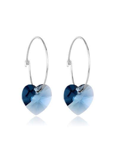 925 Sterling Silver Austrian Crystal Heart Classic Hook Earring