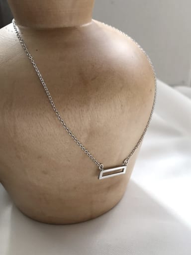 925 Sterling Silver Rectangular geometric Necklace