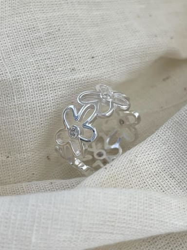 925 Sterling Silver Hollow  Flower Minimalist Band Ring