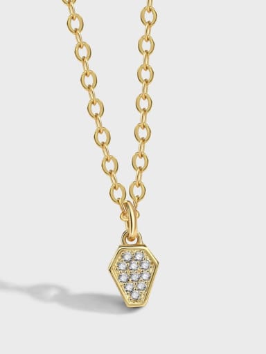 Brass Cubic Zirconia  Vintage Geometric Pendant Necklace