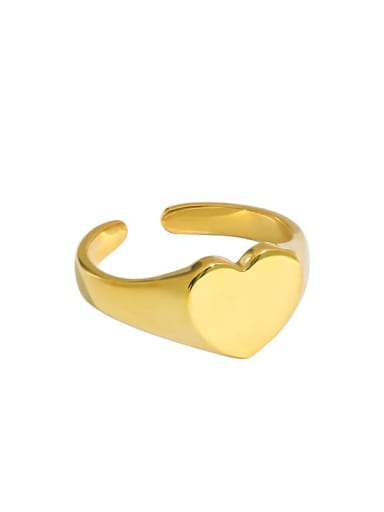 Gold [13 adjustable] 925 Sterling Silver Heart Minimalist Band Ring