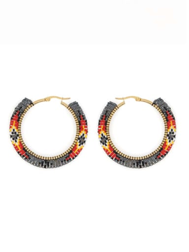 MI E200151C Miyuki Millet Bead Multi Color Geometric Bohemia handmade Weave Hoop Earring