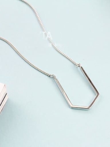 925 Sterling Silver Geometric U-shape Necklace