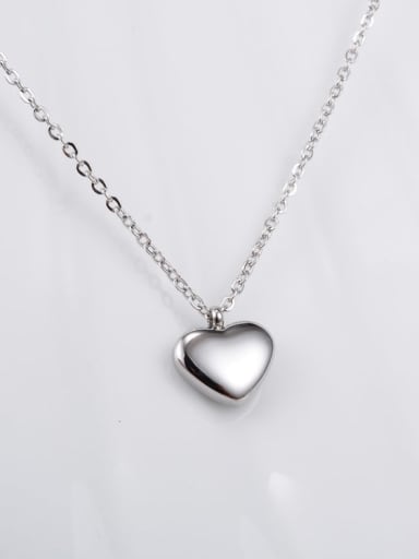 slivery Titanium Smooth Heart Minimalist Choker Necklace