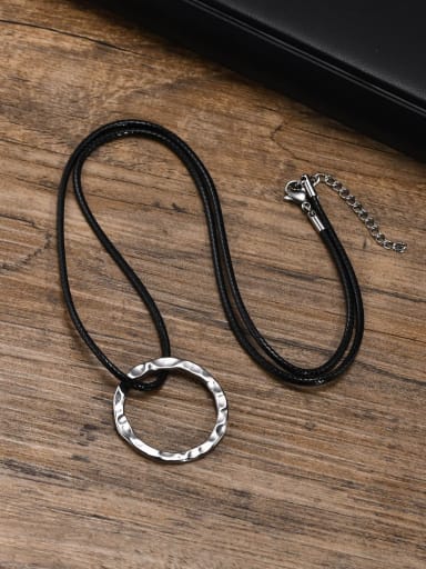 Stainless steel Artificial Leather Vintage Geometric  Pendant