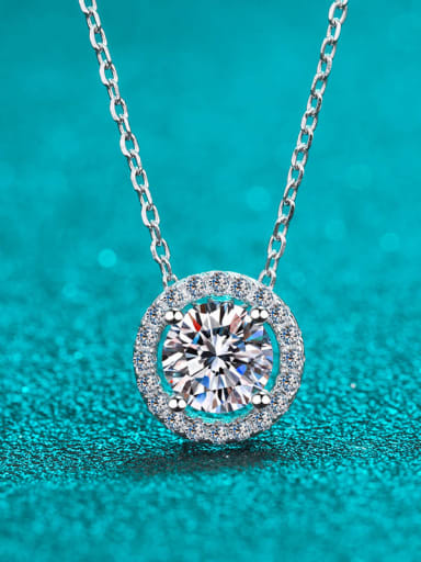 Sterling Silver Moissanite Round Dainty Necklace