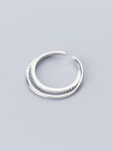 925 sterling silver rhinestone white round minimalist free size  ring
