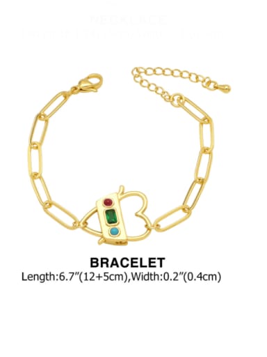 Bracelet Brass Cubic Zirconia Heart Hip Hop Necklace