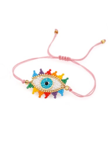MI B210009B Miyuki Millet Bead Multi Color Evil Eye Bohemia Handmade Weave Bracelet
