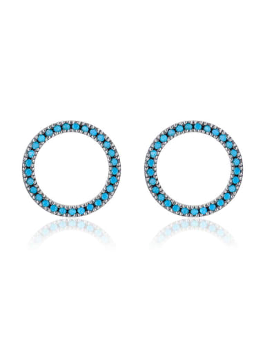 RHE1017 925 Sterling Silver Turquoise Geometric Minimalist Stud Earring
