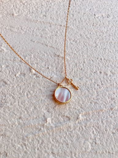 Copper Shell White Round  Necklace
