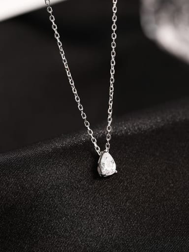 NS970 Platinum 925 Sterling Silver Cubic Zirconia Water Drop Dainty Necklace